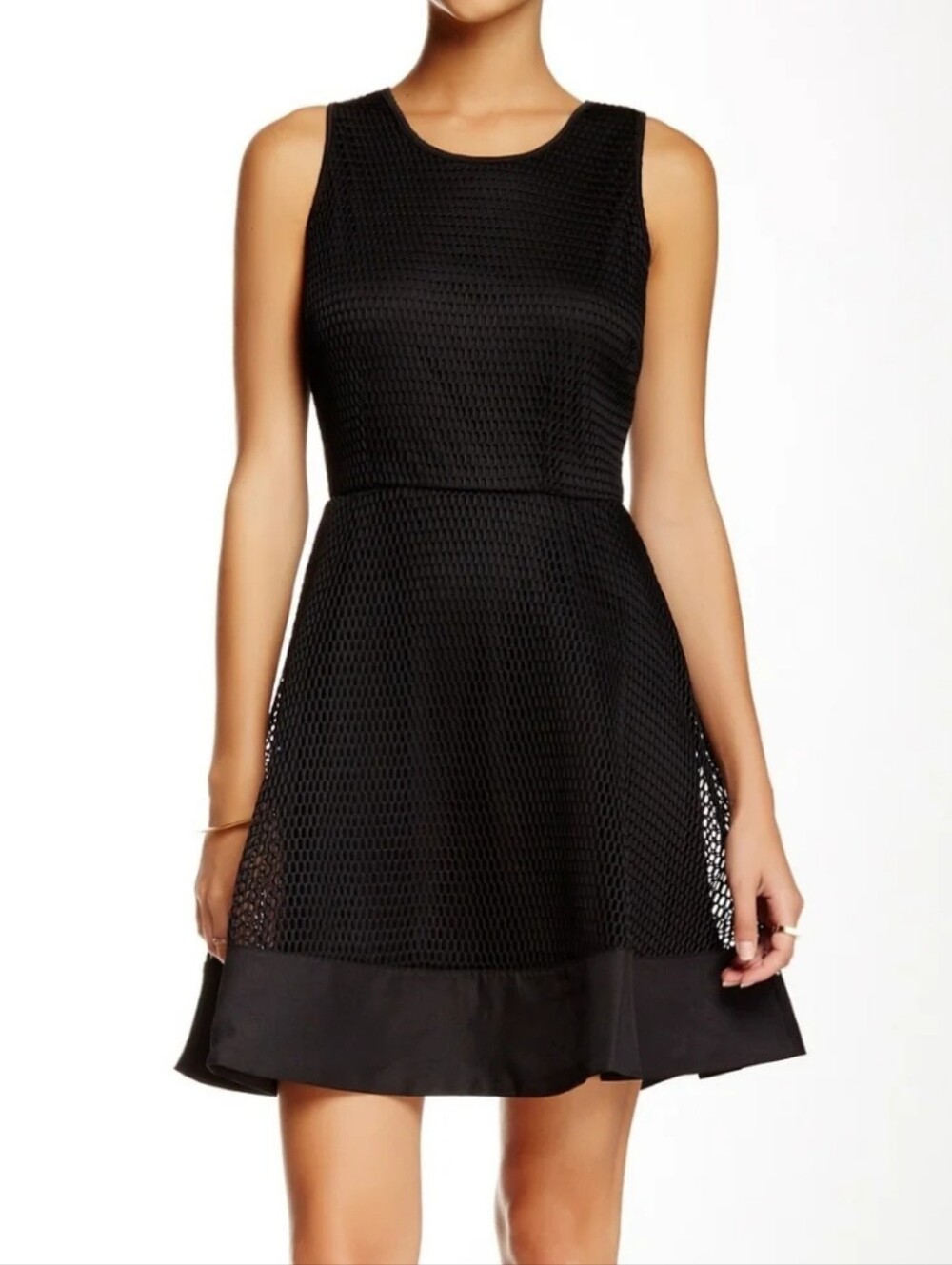 Romeo & Juliet Couture Black Mesh Fit & Flare Dress size M